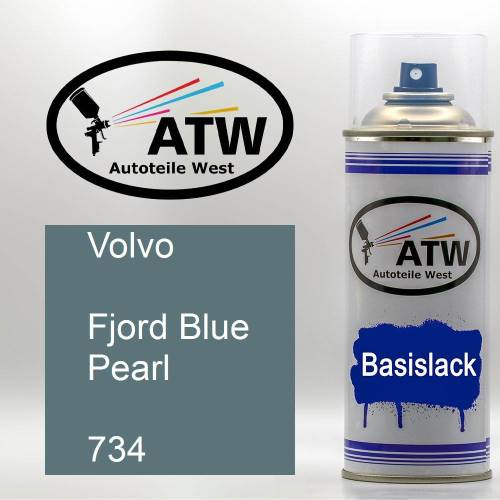 Volvo, Fjord Blue Pearl, 734: 400ml Sprühdose, von ATW Autoteile West.